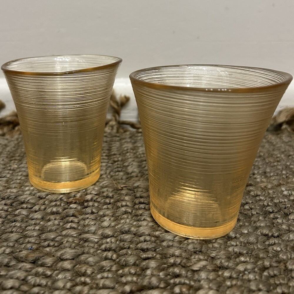 Amber Ribbed 70’s Glasses Set of 2